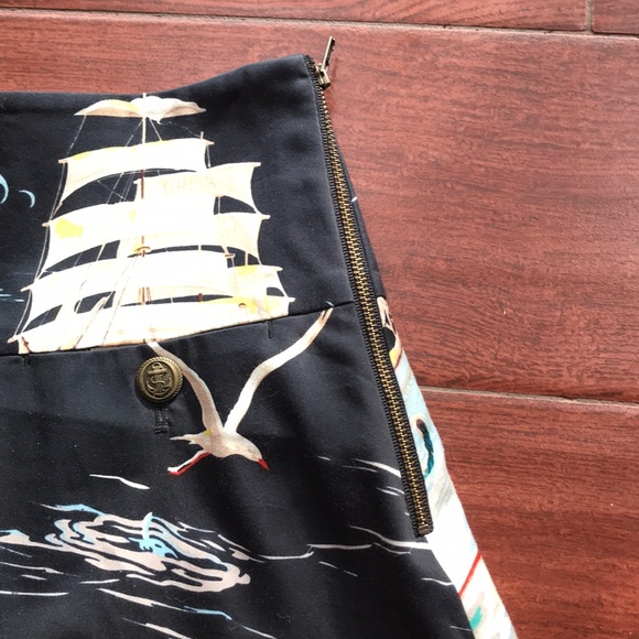 Anthro leifnotes Sail away nautical a line skirt 2 - Picture 8 of 12